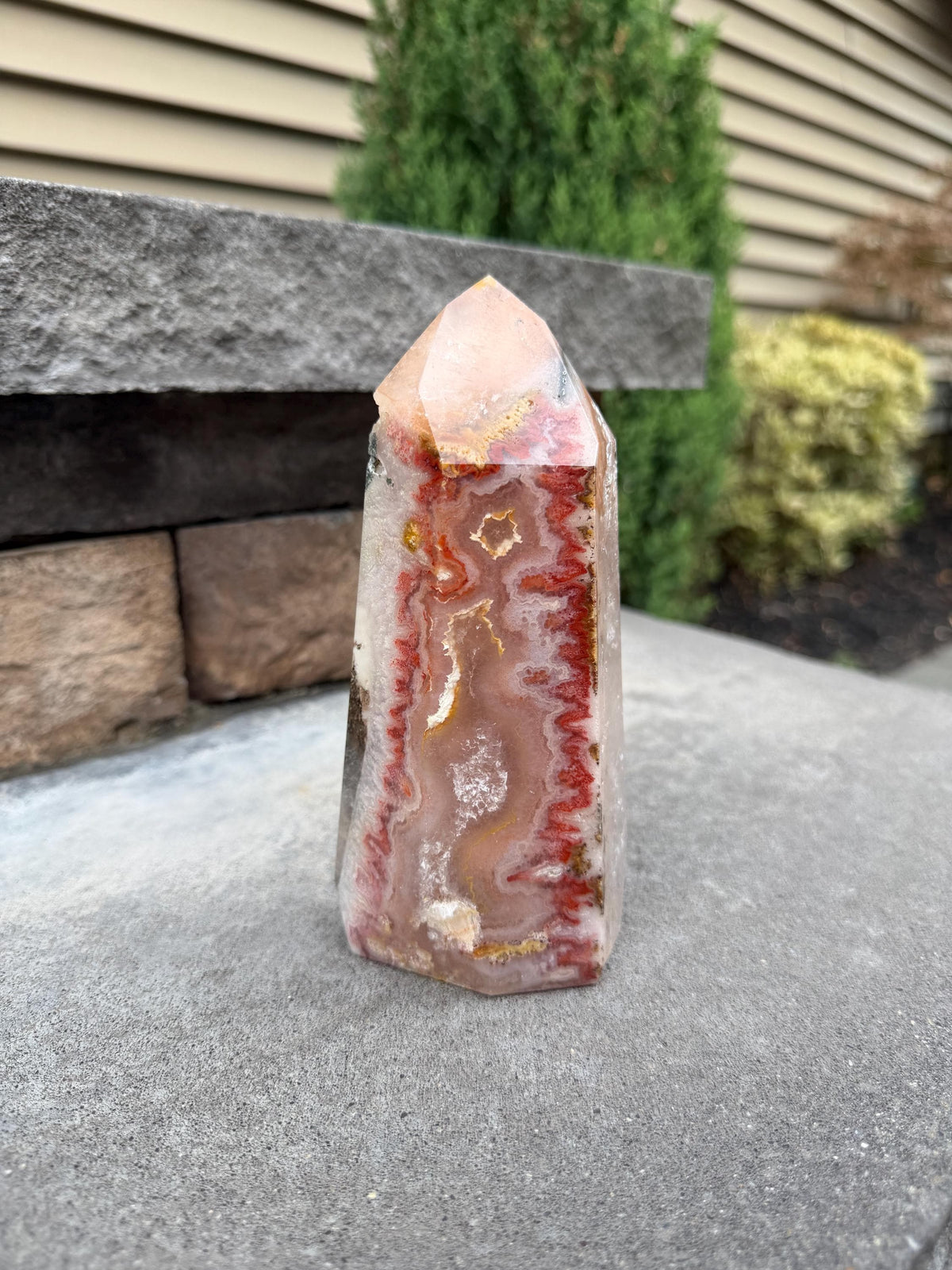 Dendritic Mosaic Quartz Tower with Pink Druzy