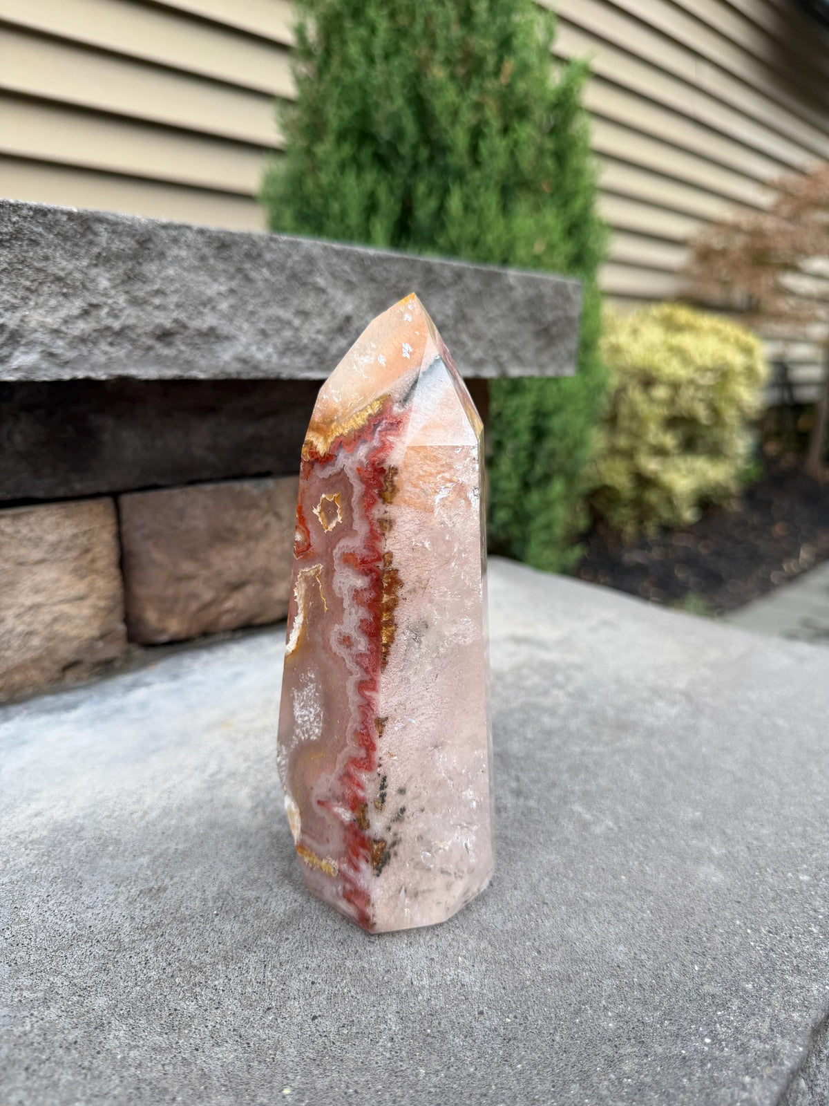 Dendritic Mosaic Quartz Tower with Pink Druzy