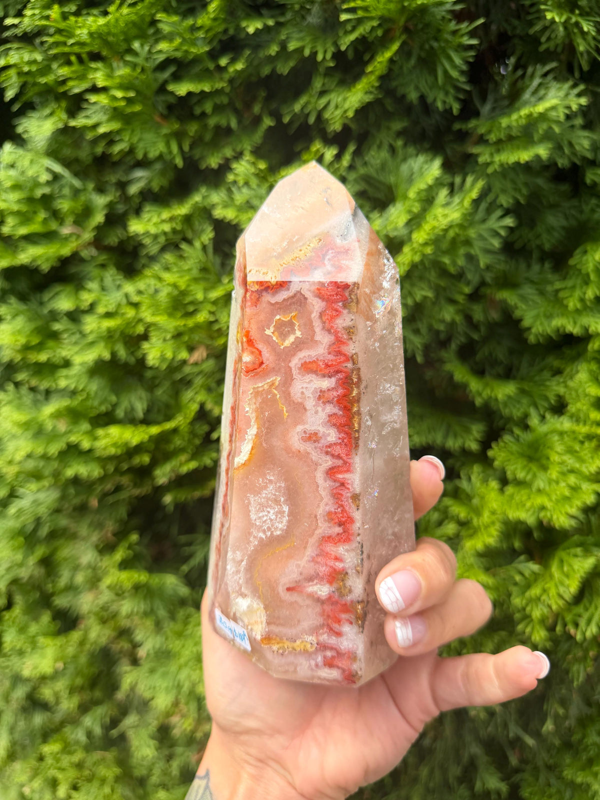 Dendritic Mosaic Quartz Tower with Pink Druzy