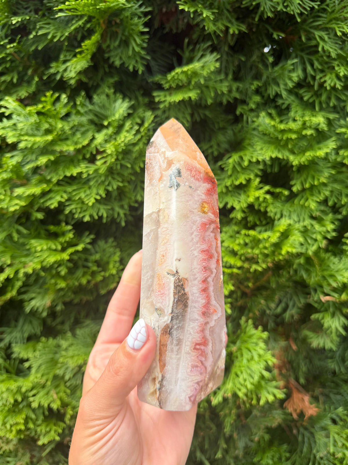 Dendritic Mosaic Quartz Tower with Pink Druzy