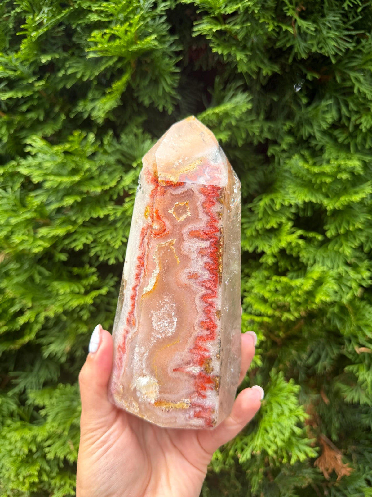 Dendritic Mosaic Quartz Tower with Pink Druzy
