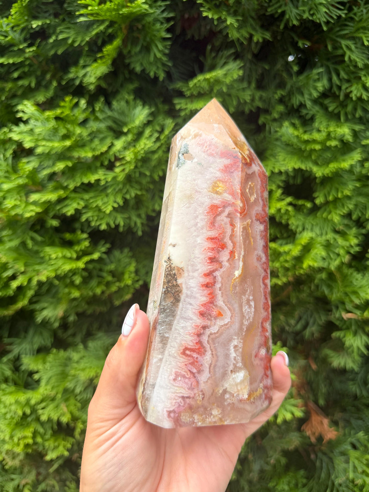 Dendritic Mosaic Quartz Tower with Pink Druzy