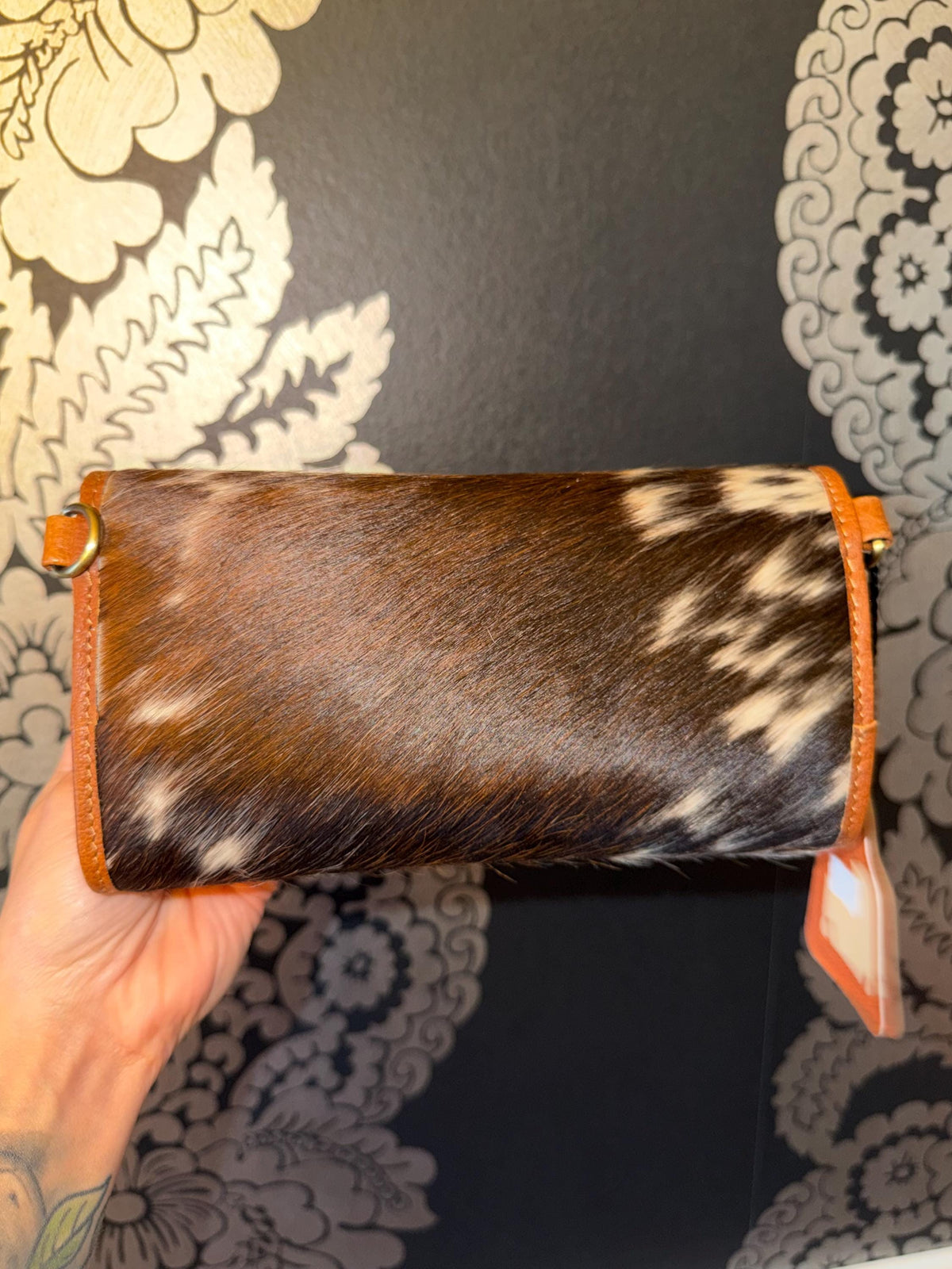 Cowhide Leather Crossbody Wallet