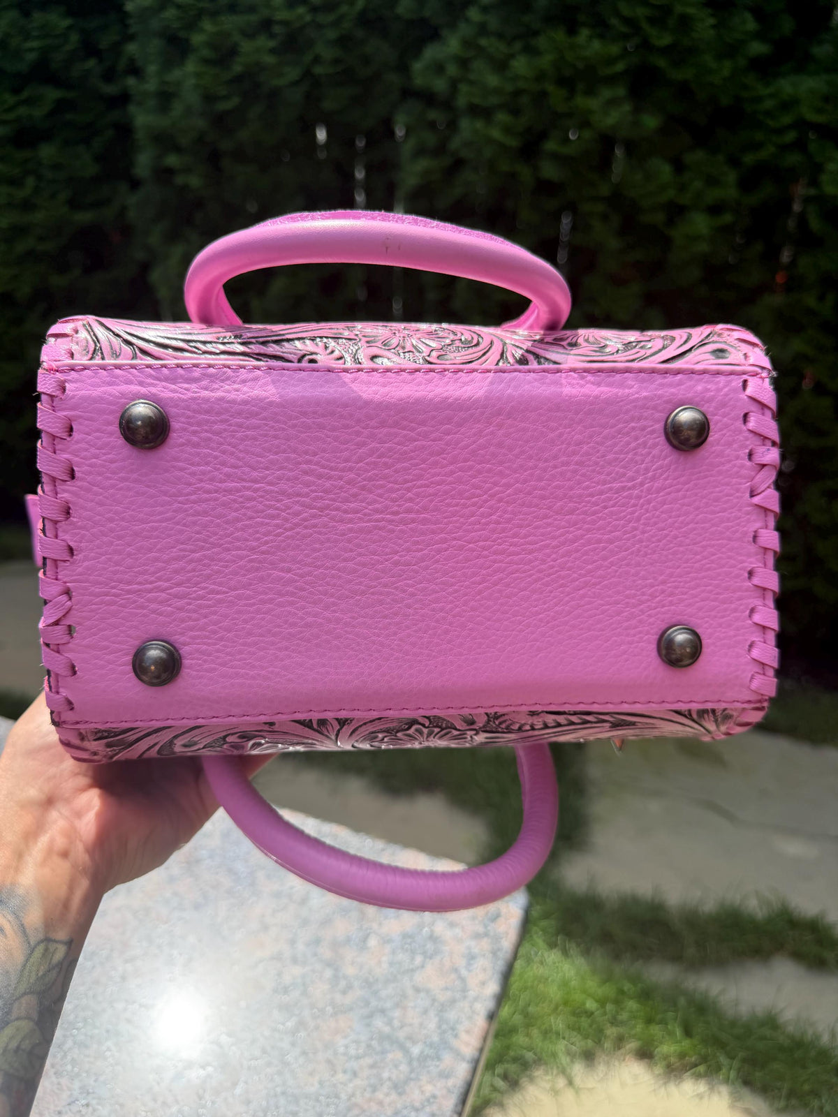 Small Pink Tooled Leather Speedy Bag – Western Floral Handbag