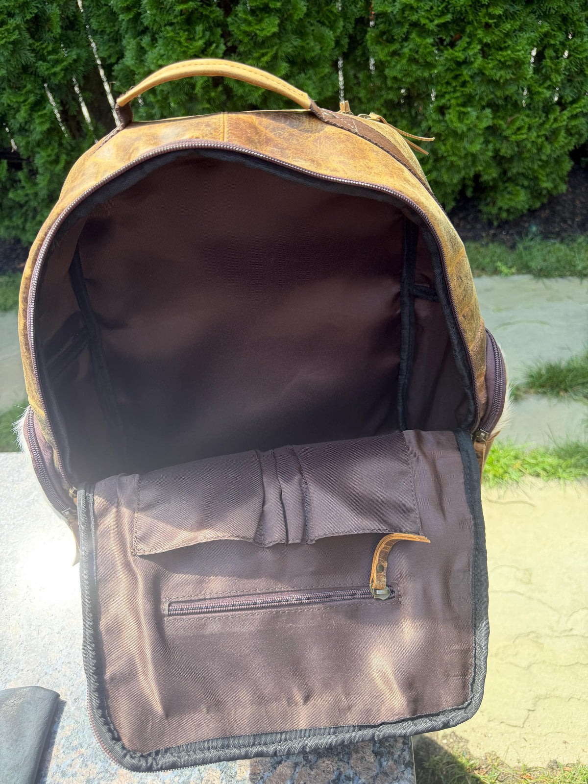 Western Cowhide & Leather Backpack – Hair-On Hide Rustic Travel Bag