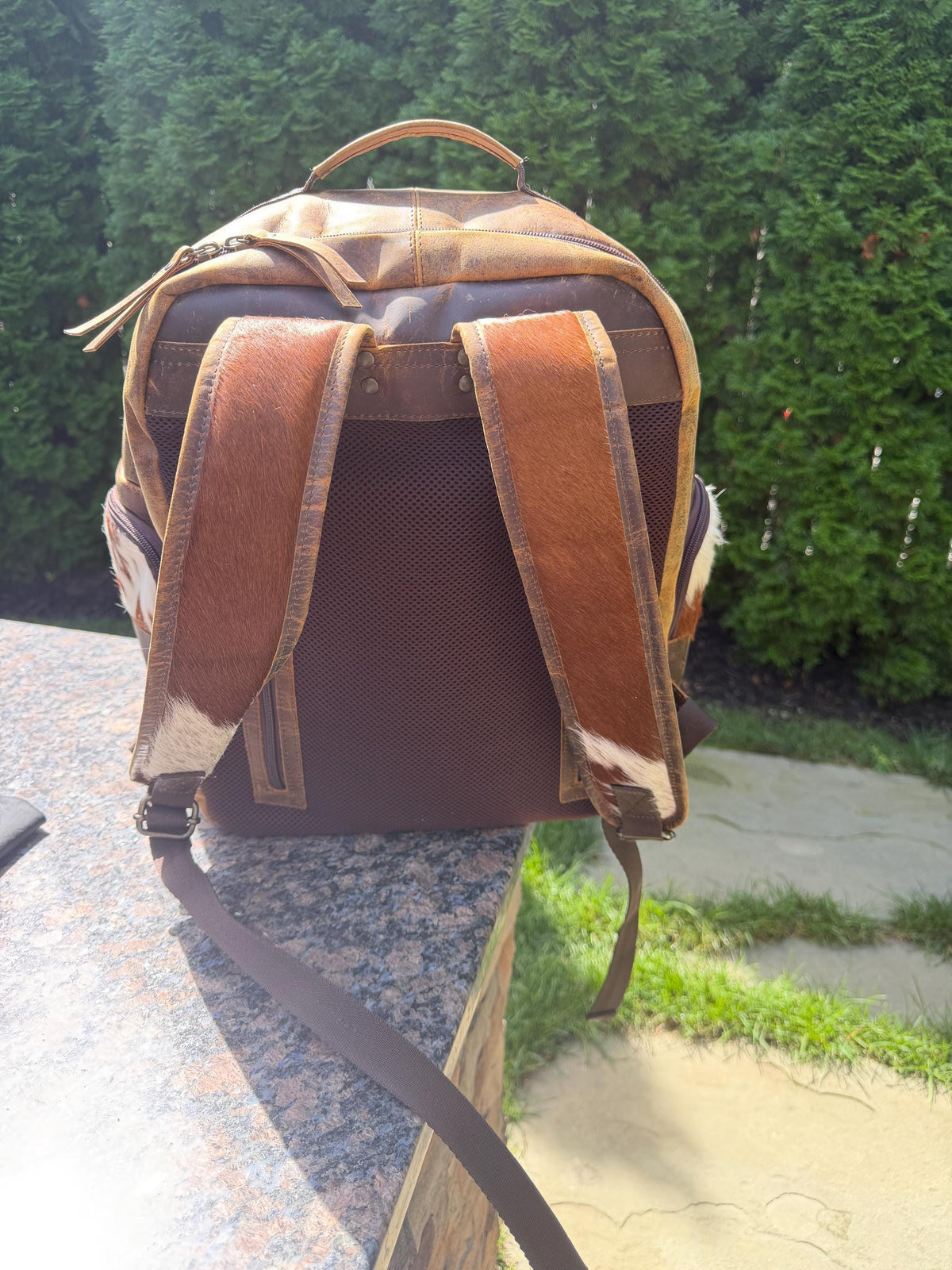 Western Cowhide & Leather Backpack – Hair-On Hide Rustic Travel Bag